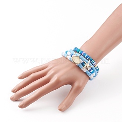 4Pcs 4 Styles Polymer Clay Heishi Beads Stretch Bracelets Sets&nbsp;BJEW-JB05908