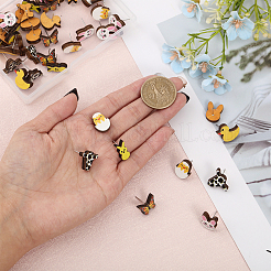 48Pcs 6 Styles Duck & Butterfly & Cow & Rabbit & Chick Wood Stud Earrings&nbsp;EJEW-CA0001-10