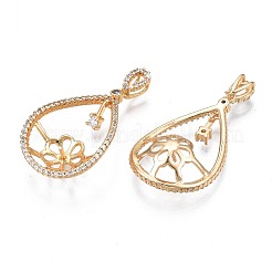 Brass Micro Pave Clear Cubic Zirconia Peg Bails Pendants&nbsp;KK-N232-230