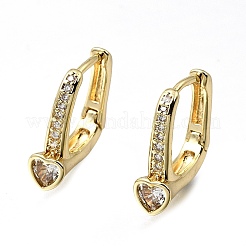 Brass Micro Pave Clear Cubic Zirconia Huggie Hoop Earrings&nbsp;EJEW-G473-08G