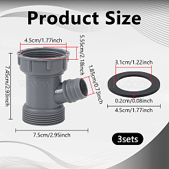 PP Plastic 3-way Y-shaped Sink Drain Pipe Adapter with Washer&nbsp;AJEW-WH0410-42
