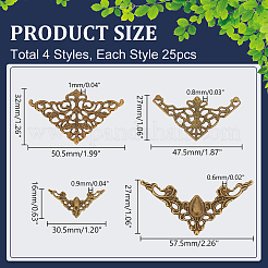100Pcs 4 Styles Iron Filigree Joiners Sets&nbsp;IFIN-PH0002-18AB