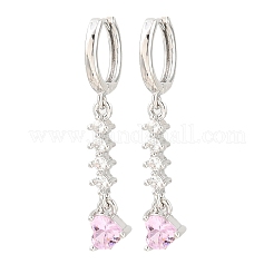 Brass Micro Pave Cubic Zirconia Hoop Dangle Earrings&nbsp;KK-CBA8324-07P-01