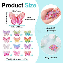 72Pcs 12 Colors UV Plating Transparent Acrylic Pendants&nbsp;OACR-TA0003-86