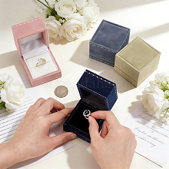 4Pcs 4 Colors Velvet Ring Package Boxes&nbsp;CON-PH0003-82