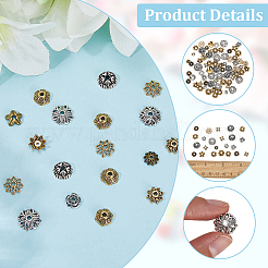 360Pcs 12 Styles Tibetan Style Alloy Bead Caps&nbsp;TIBE-SC0002-38