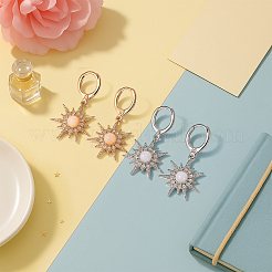 8 Pairs 4 Colors Alloy Opalite Sun Leverback Earrings&nbsp;EJEW-HY0001-54