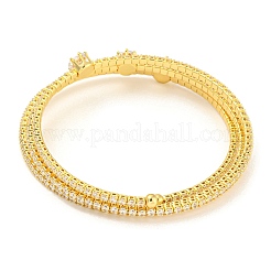 Rack Plating Brass Pave Clear Cubic Zirconia Open Cuff Wrap Bangles&nbsp;BJEW-B110-01G-02