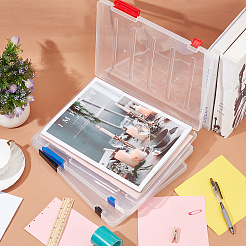 3 Pcs 3 Colors Portable Transparent Plastic A4 File Box&nbsp;CON-PH0002-28B