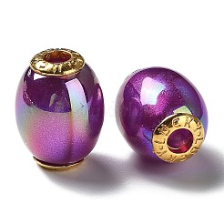 Rainbow Iridescent Plating Acrylic European Beads&nbsp;OACR-P019-02A-M