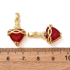 Brass Pave Red Cubic Zirconia Pendants&nbsp;CU-CBABEDB-01G