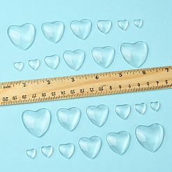 48Pcs 6 Styles Transparent Heart Glass Cabochons&nbsp;GGLA-FS0001-07