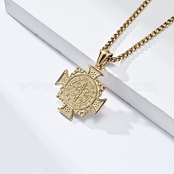 Saint Benedict Cross 304 Stainless Steel Pendant Necklaces for Men&nbsp;FS-WGB09ED-02