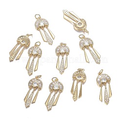 Brass Micro Clear Cubic Zirconia Pendants&nbsp;ZIRC-F120-070G