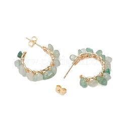Copper Wire Wrapped Natural Gemstone Stud Earrings for Women&nbsp;EJEW-JE05843