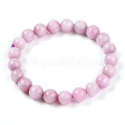 Natural Kunzite Round Beads Stretch Bracelets for Women Men&nbsp;BJEW-T022-05A