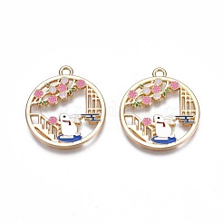 Rack Plating Alloy Enamel Pendants&nbsp;ENAM-N055-077