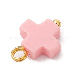 Synthetic Coral Dyed Pink Cross Charms&nbsp;PALLOY-JF04223-01