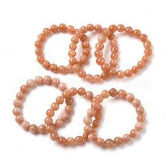 Natural Sunstone Beaded Stretch Bracelets for Men Women&nbsp;BJEW-I322-01A