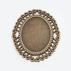 Tibetan Style Cabochon Connector Setting&nbsp;TIBEP-EA094YKG-AB-LF