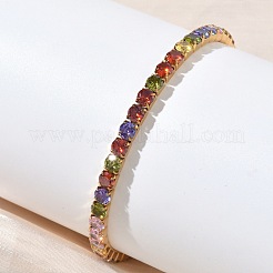 304 Stainless Steel Micro Pave Colorful Cubic Zirconia Tennis Bracelets for Women&nbsp;BJEW-G779-02G
