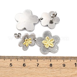 Flower Brass Dangle Stud Earrings&nbsp;EJEW-H158-11GP