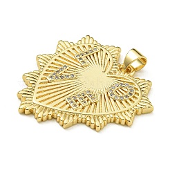Rack Plating Brass Micro Pave Clear Cubic Zirconia Pendants&nbsp;KK-Z067-05G