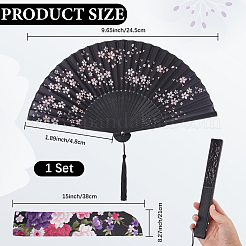 1Pc Bamboo & Silk Folding Fan&nbsp;AJEW-CN0003-91C