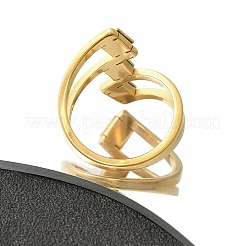 Textured Rhombus 304 Stainless Steel Finger Ring for Women&nbsp;RJEW-L126-09B-G