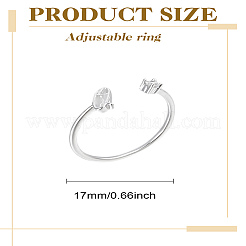 1Pc Letter Brass Rhinestone Open Cuff Rings for Women&nbsp;AJEW-LP0004-47Q-S