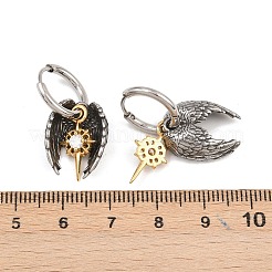 316 Surgical Stainless Wing Hoop Earrings&nbsp;EJEW-C160-12AS-01