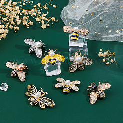 8Pcs 8 Styles Alloy Enamel Brooches&nbsp;JEWB-FH0002-29