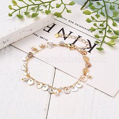 Natural Akoya Shell Flat Round Charm Bracelets&nbsp;BJEW-JB05728