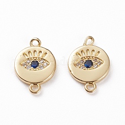Brass Micro Pave Clear & Royal Blue Cubic Zirconia Links Connectors&nbsp;KK-C100-40G