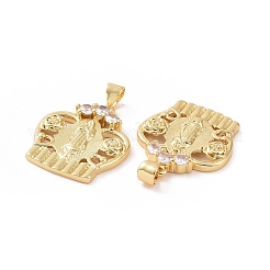 Brass Micro Pave Cubic Zirconia Pendants&nbsp;ZIRC-P106-20G