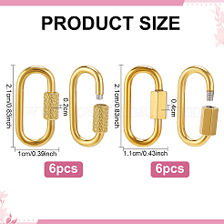 12Pcs 2 Styles 304 Stainless Steel Screw Carabiner Lock Charms&nbsp;STAS-PH0007-67
