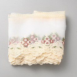 10 Yards Polyester Flower Embroidery Lace Ribbon&nbsp;OCOR-WH0070-152