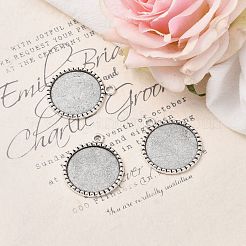 Tibetan Style Antique Silver Alloy Flat Round Pendant Cabochon Settings&nbsp;TIBEP-M022-38AS