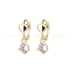 Heart Brass Clear Cubic Zirconia Hoop Earrings&nbsp;FS-WG767CD-01