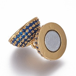 Brass Micro Pave Cubic Zirconia Magnetic Clasps with Loops&nbsp;ZIRC-L075-49C