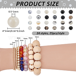 600Pcs 24 Styles Natural & Synthetic Mixed Gemstone Beads Sets&nbsp;G-PH0003-15