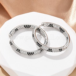 Brass Micro Pave Cubic Zirconia Hoop Earrings&nbsp;EJEW-M077-02P