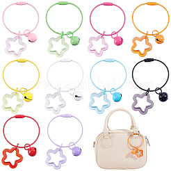 10Pcs 10 Colors Star & Bell Acrylic & Alloy Pendant Decorations&nbsp;HJEW-BBC0001-40A