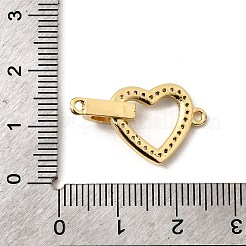 Brass Micro Pave Clear Cubic Zirconia Heart with D Connector Charms&nbsp;KK-I360-030G