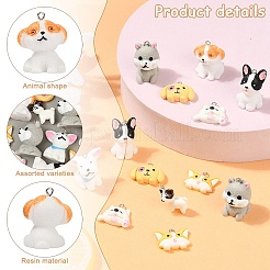 16Pcs 8 Styles Cartoon Opaque Resin Pendants&nbsp;RESI-YW0003-18
