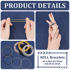 48Pcs 4 Colors Steel Wire Round Snake Chain Bracelets Set&nbsp;BJEW-BC0001-05