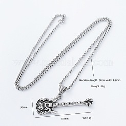 Vintage 304 Stainless Steel Flame Rock Guitar Pendant Necklaces for Men and Women&nbsp;PN9631