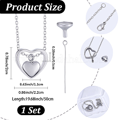 1Pc 304 Stainless Steel Heart Pendant Urn Ashes Necklaces&nbsp;NJEW-CN0001-19P