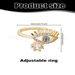 1Pc Brass Micro Pave Cubic Zirconia Cuff Rings&nbsp;RJEW-LP0010-03