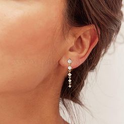 Flat Round Tassel Brass Micro Pave Clear Cubic Zirconia Stud Earrings&nbsp;FS-WG5D18E-01